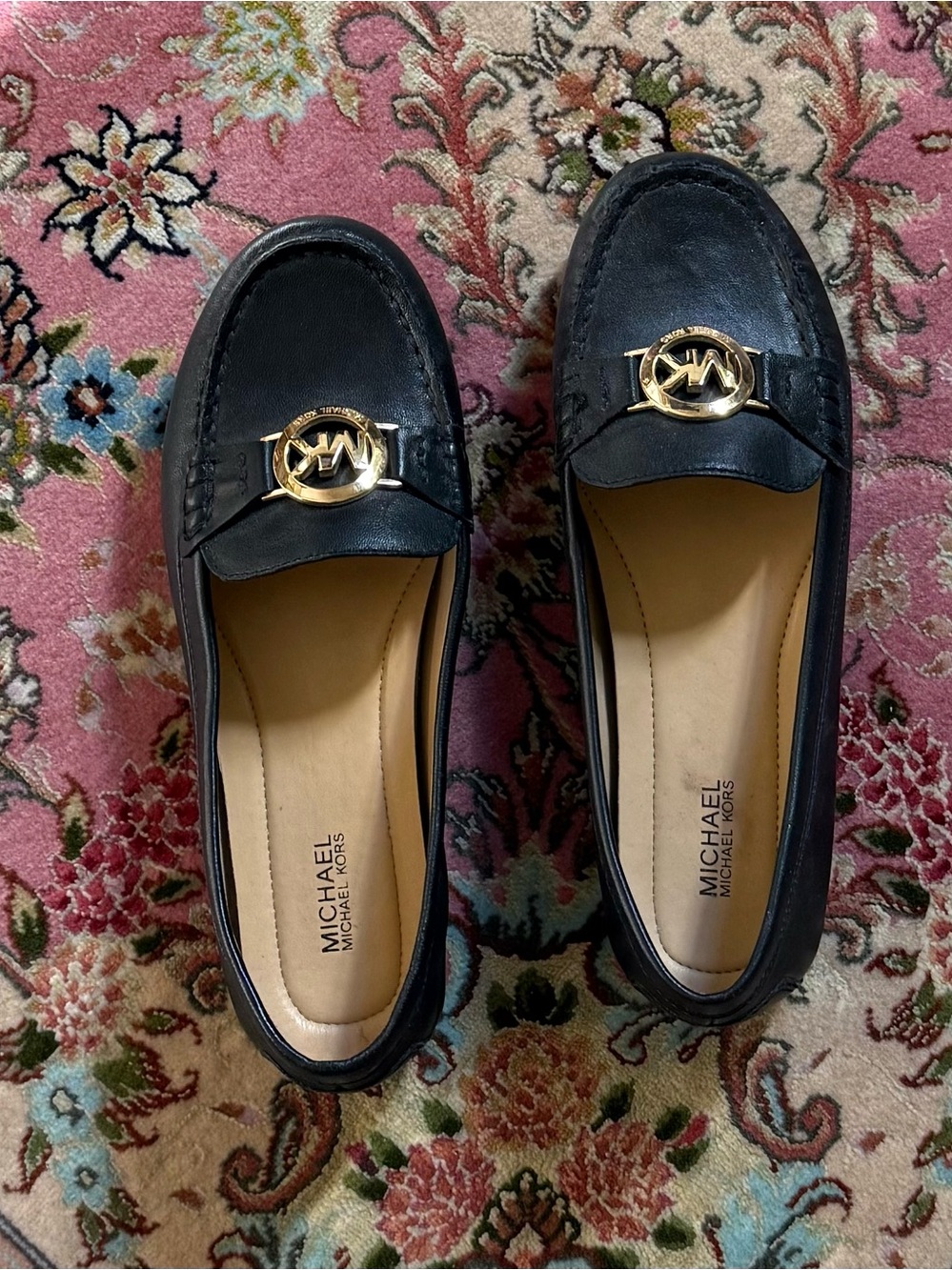 Michael Kors Women’s Black Loafer Flats Slip-On Logo Accent Round Toe